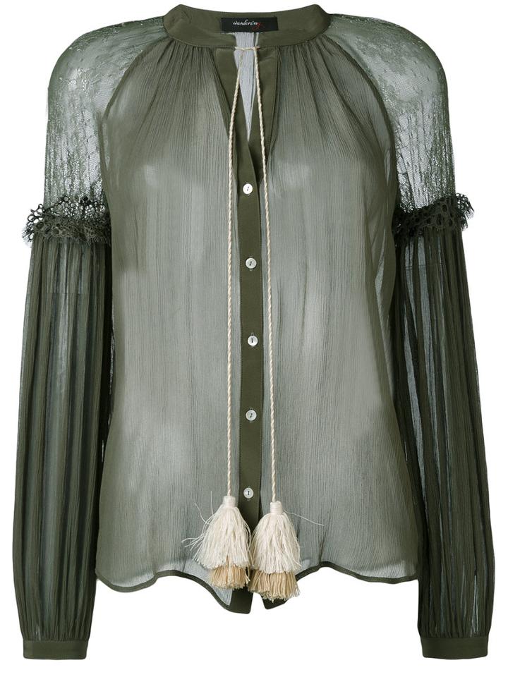 Wandering - Fringed Sheer Blouse - Women - Silk/polyamide/polyester/viscose - 40, Green, Silk/polyamide/polyester/viscose