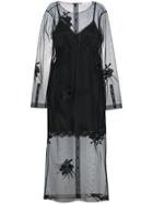 Helmut Lang Floral Embroidered Mesh Dress - Black