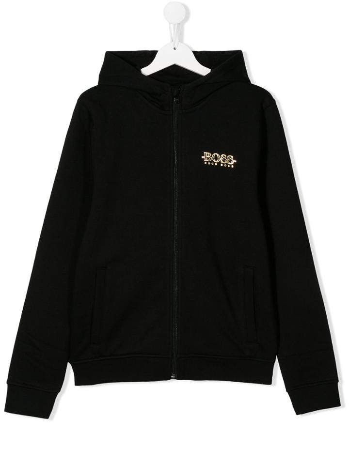 Boss Kids Boys Black Logo Zip Up Top