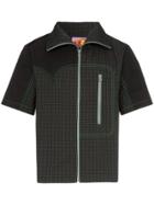 Boramy Viguier Checked Zip Up Short Sleeved Shirt - Black