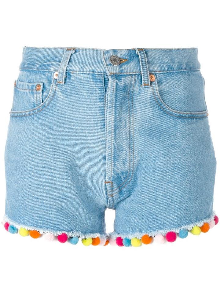 Forte Dei Marmi Couture Pompom Denim Shorts - Blue