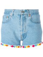 Forte Dei Marmi Couture Pompom Denim Shorts - Blue