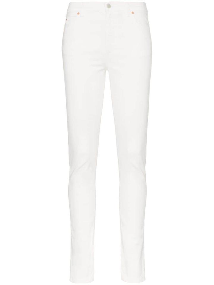 Gucci High Waist Logo Patch Skinny Jeans - White
