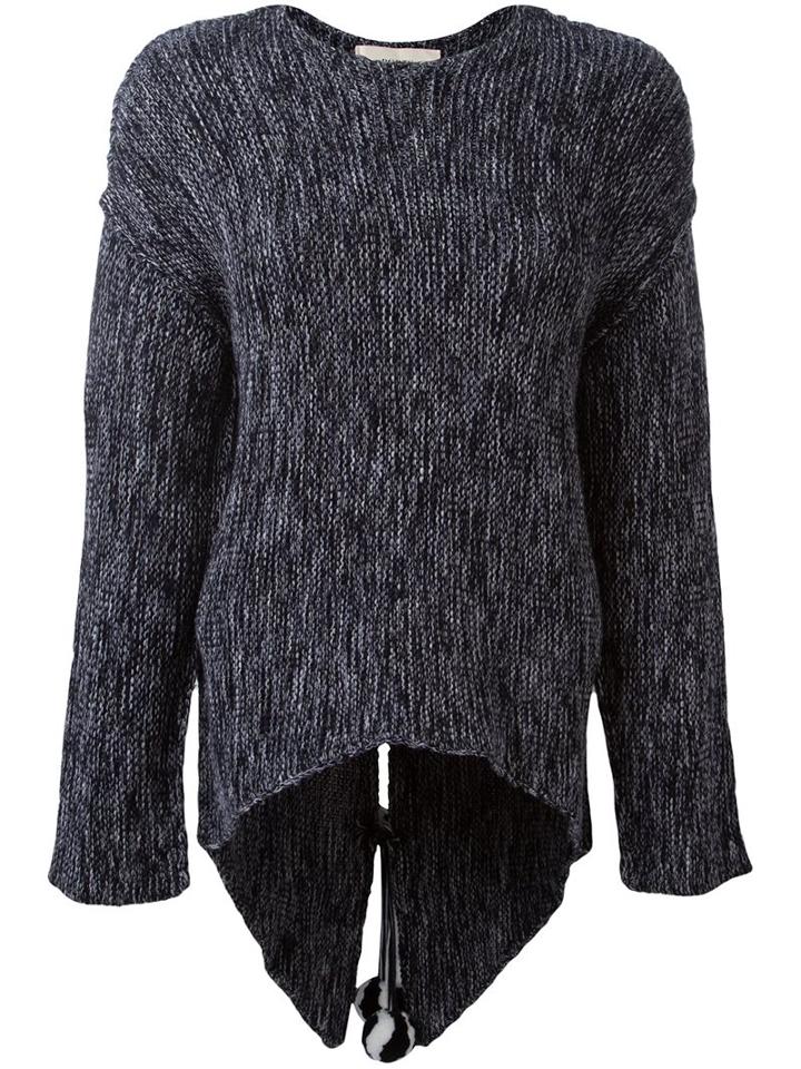 Ports 1961 Pom Pom Detail Jumper, Women's, Size: Medium, Black, Wool