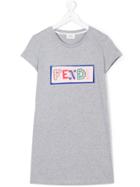 Fendi Kids Logo Print T-shirt Dress - Grey