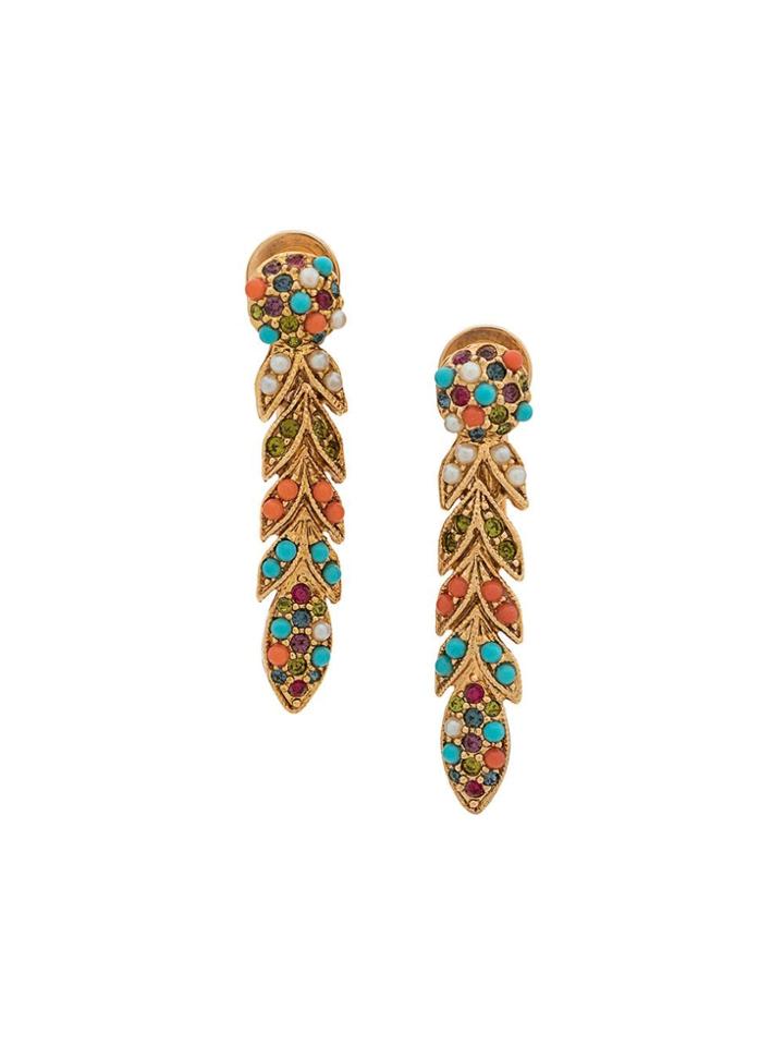 Susan Caplan Vintage 1980's Cascading Floral Clip On Earrings - Gold