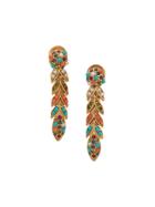 Susan Caplan Vintage 1980's Cascading Floral Clip On Earrings - Gold