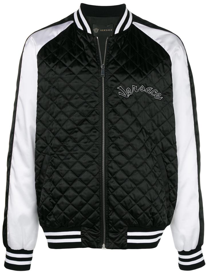 Versace Satin Bomber Jacket - Black