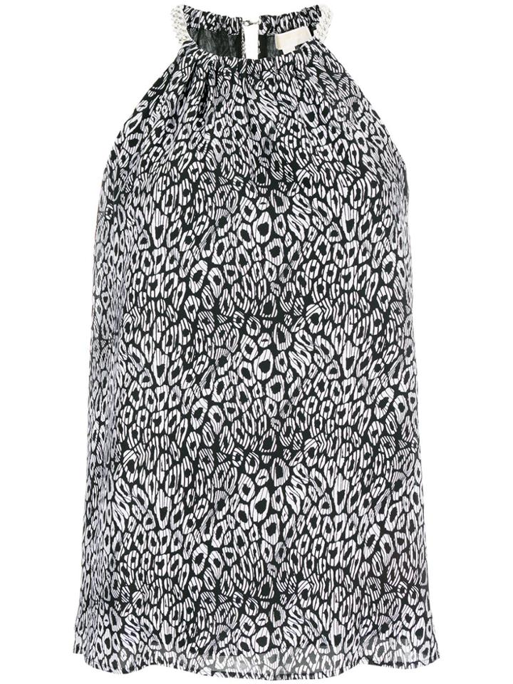 Michael Michael Kors Leopard Georgette Halter Top - Black