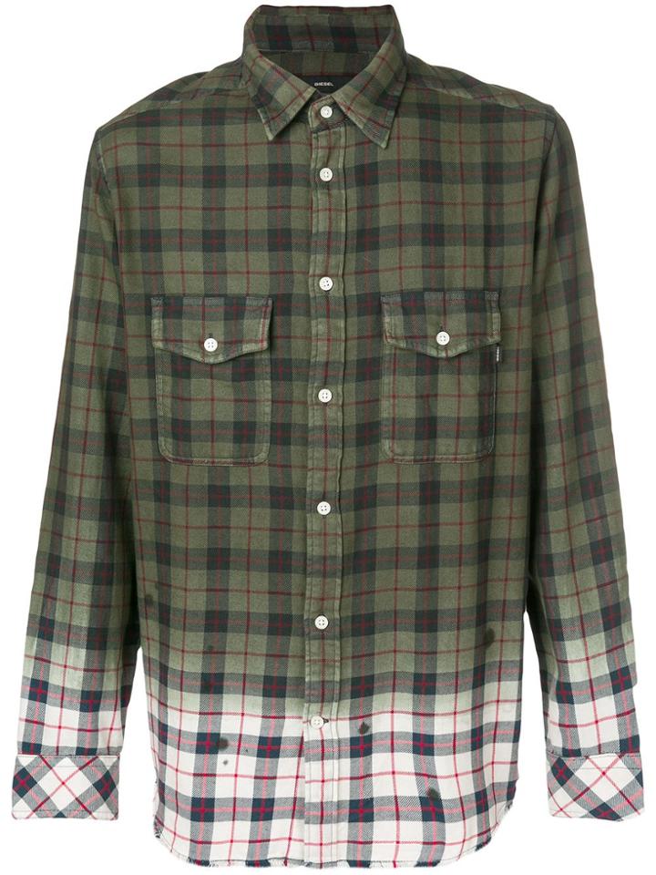 Diesel Gradient Checked Button Shirt - Green