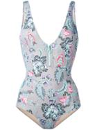 Zipped One-piece Swimsuit - Women - Polyamide/spandex/elastane - M, Grey, Polyamide/spandex/elastane, Emmanuela Swimwear