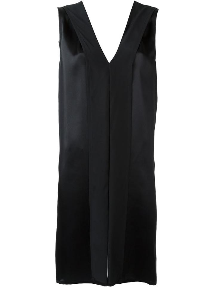 Ann Demeulemeester Deep V-back Cap Sleeve Dress, Women's, Size: 40, Black, Silk