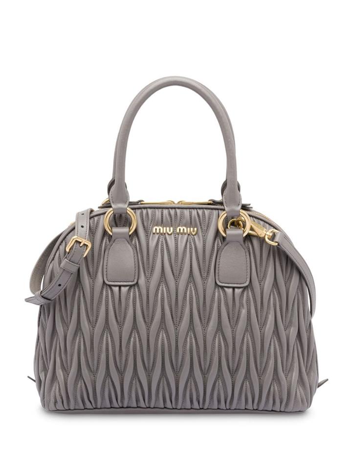 Miu Miu Matelassé Top-handle Tote Bag - Grey
