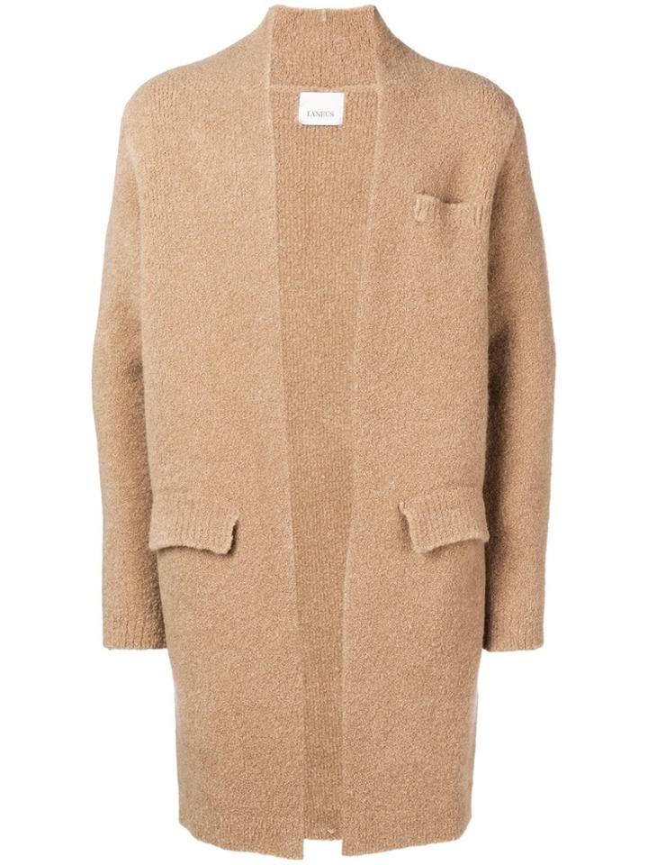 Laneus Open Front Midi Cardigan - Nude & Neutrals