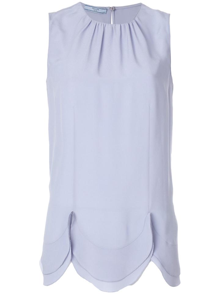 Prada Scalloped Hem Blouse - Blue
