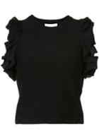 3.1 Phillip Lim - Ruffled Tank - Women - Cotton/spandex/elastane - L, Black, Cotton/spandex/elastane