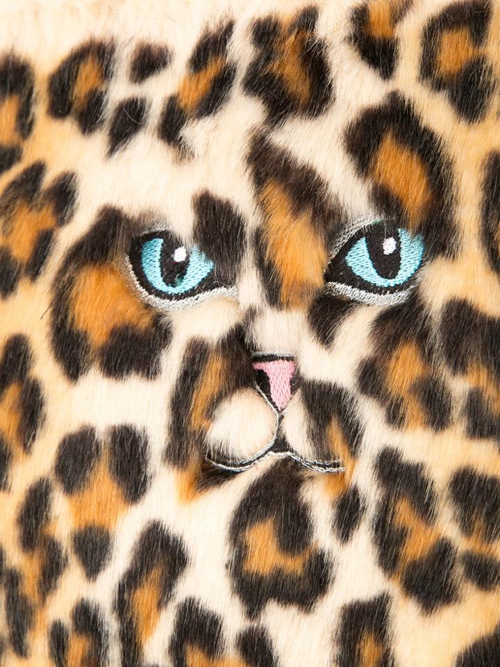 Vivetta Faux Leopard Fur Clutch Bag - Brown