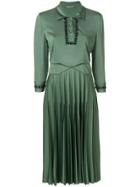 Bottega Veneta Pleated Embellished Dress - Green
