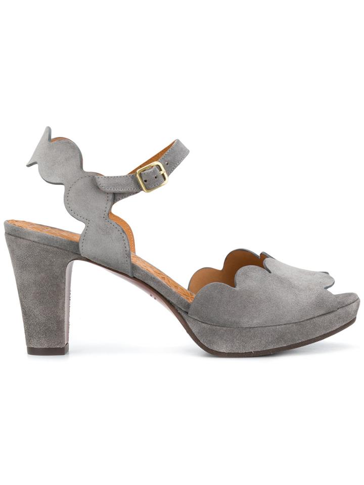Chie Mihara Scallop-hem Sandals - Grey