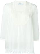 Dondup Hibiscus Blouse, Women's, Size: 46, White, Silk/polyester