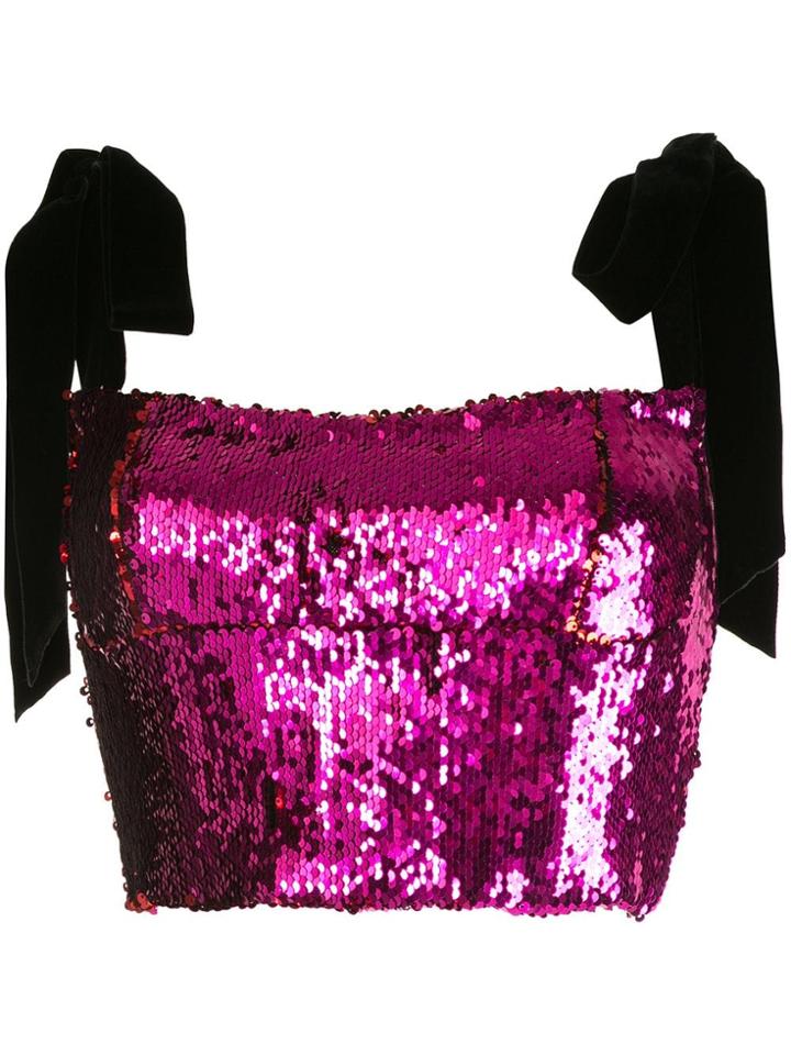 Rachel Gilbert Addie Sequin Crop Top - Pink