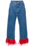 Dolce & Gabbana - Boyfriend Fit Jeans - Women - Cotton/acetate/ostrich Feather - 40, Blue, Cotton/acetate/ostrich Feather