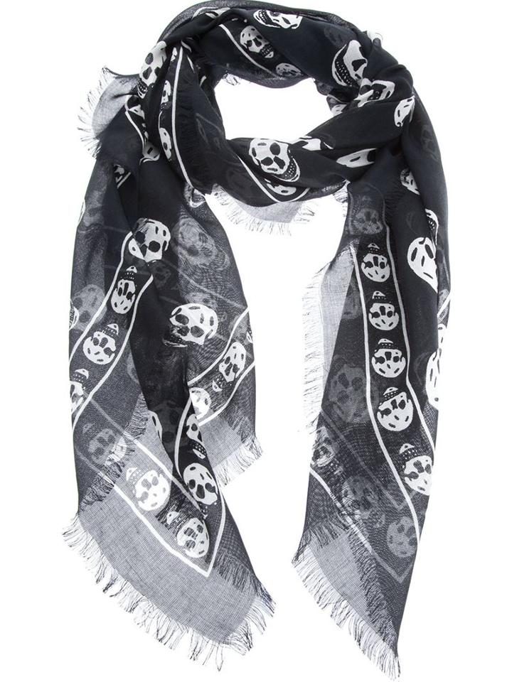 Alexander Mcqueen 'skull' Scarf, Women's, Black, Modal/cashmere