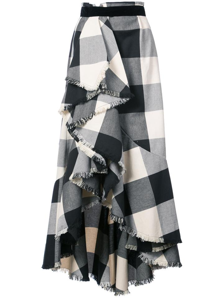 Johanna Ortiz Bosque Plaid Ruffle Skirt - Black