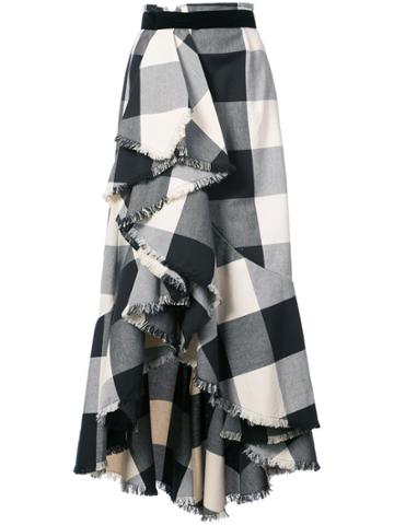 Johanna Ortiz Bosque Plaid Ruffle Skirt - Black