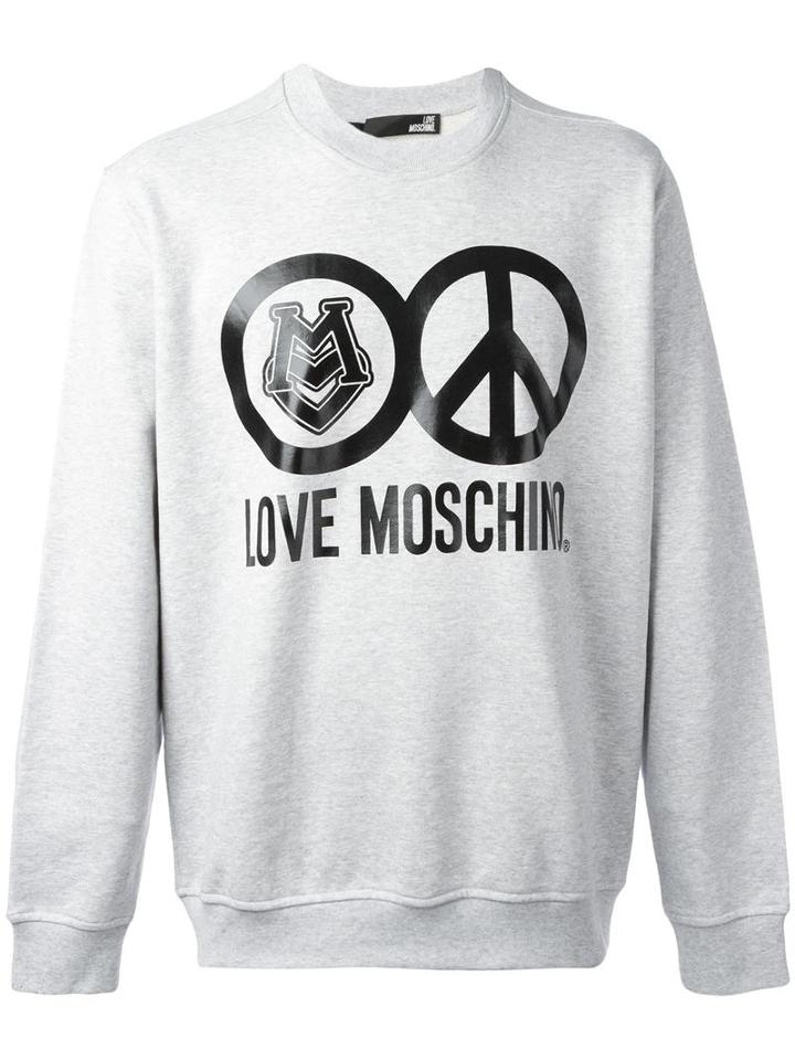 Love Moschino Peace Sign Sweatshirt, Men's, Size: Xl, Grey, Cotton