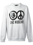 Love Moschino Peace Sign Sweatshirt, Men's, Size: Xl, Grey, Cotton