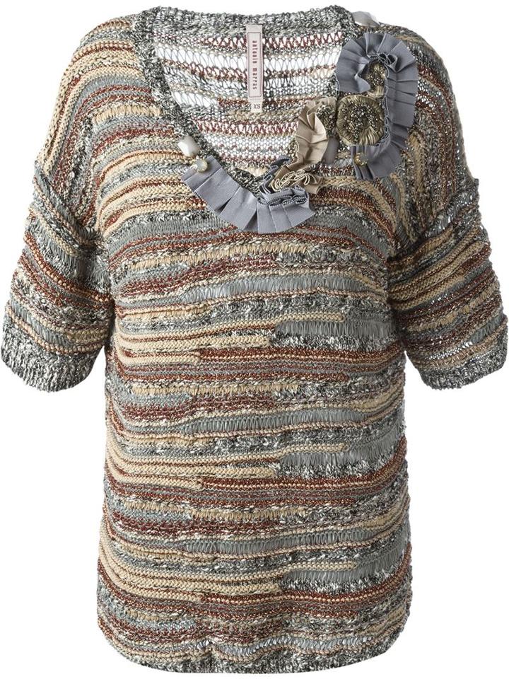 Antonio Marras V-neck Embellished Knit Top