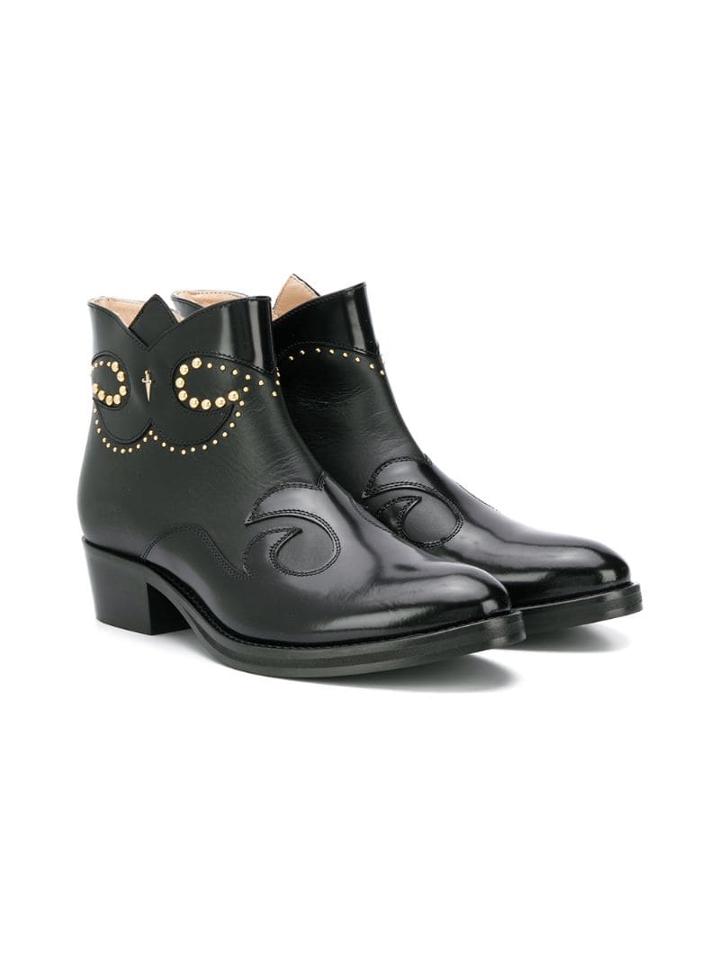 Cesare Paciotti Kids Teen Cossack Ankle Boots - Black