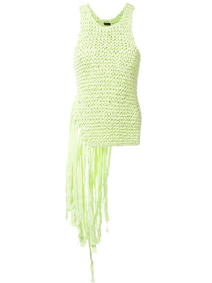 Joseph Fringed Tricot Tank Top, Women's, Size: Medium, Green, Silk
