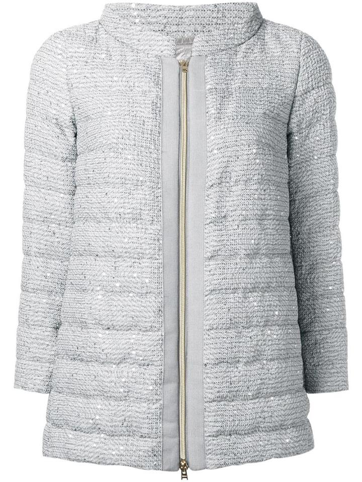 Herno Padded Zipped Jacket, Women's, Size: 42, Grey, Polyester/viscose/acrylic/feather