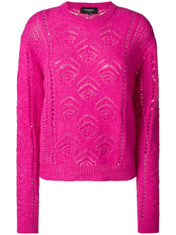 Rochas Embroidered Fitted Sweater - Pink & Purple