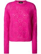 Rochas Embroidered Fitted Sweater - Pink & Purple