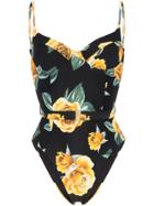 Onia Danielle Floral Print Swimsuit - Black