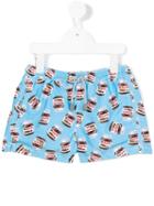 Mc2 Saint Barth Kids - Nutella Print Swim Shorts - Kids - Polyamide/polyester/spandex/elastane - 4 Yrs, Blue