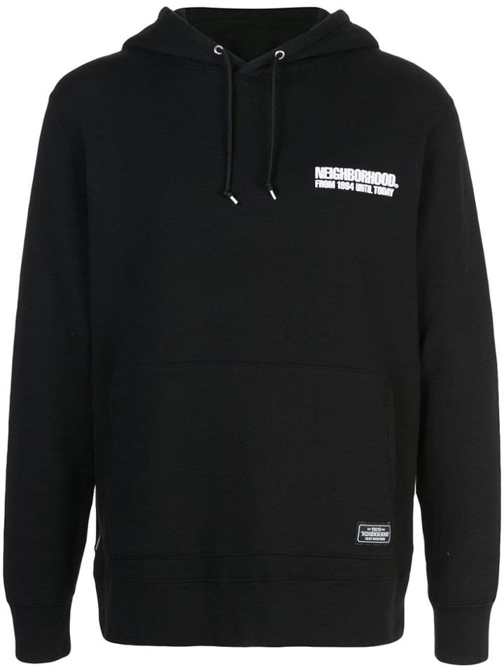 Neighborhood Logo Drawstring Hoodie - Blue