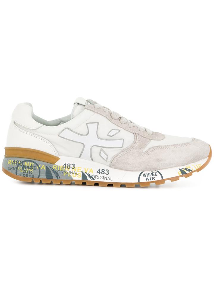 White Premiata Printed Midsole Sneakers