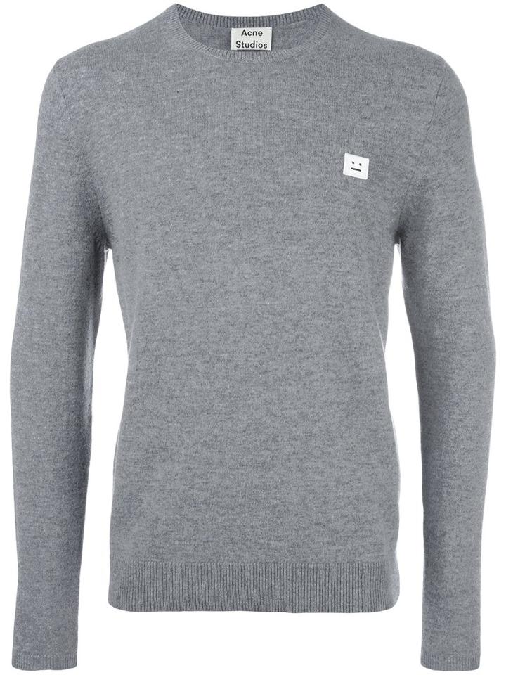 Acne Studios Dashero Face Jumper, Men's, Size: Medium, Grey, Wool