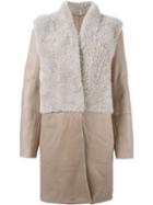 Liska Contrasting Panels Coat, Women's, Size: Medium, Nude/neutrals, Lamb Skin/lamb Fur