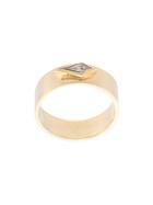Azlee Diamond Detail Gold Band Ring - Metallic