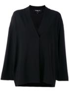 Paule Ka Longsleeve V-neck Shirt, Women's, Size: 40, Black, Triacetate/polyester