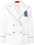 The Gigi Double-breasted Blazer, Women's, Size: 38, White, Cotton