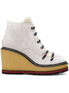 Moncler Wedge Lace-up Boots - Nude & Neutrals