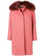 Paule Ka Fur Trim Coat - Pink & Purple