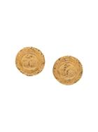 Chanel Pre-owned 1980's Cc Button Earrings - Gold