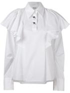 Kenzo Oversized Ruffled Blouse, Women's, Size: 32, White, Cotton